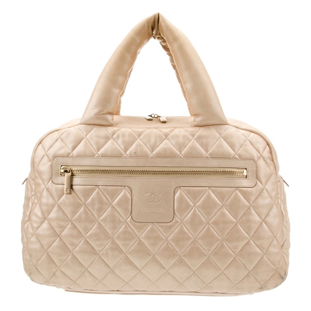 CHANEL Gold Iridescent Quilted Leather Coco Cocoon Bowler Bag